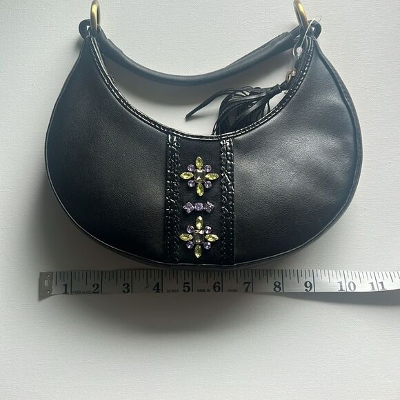 Liz Claiborne Y2K style mini shoulder purse green and purple gems - Picture 7 of 8